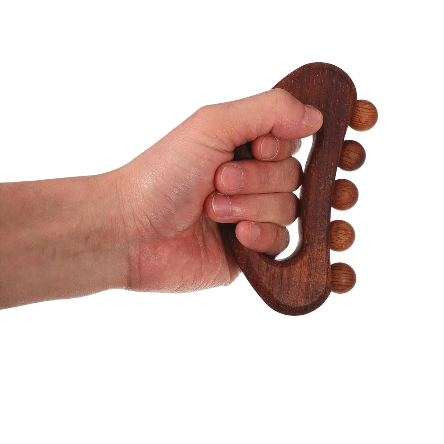 Gua Sha скребок из карбонизированного бука, 5 шариков, POPETPOP, 12.7x6.8x2.7 см, Светло-коричневый — фото 4