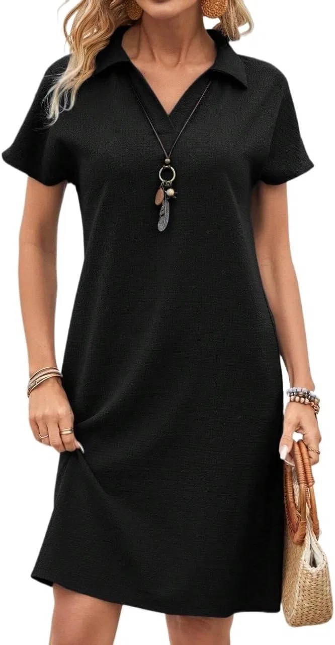 Женское летнее платье с рукавами-кимоно, Regular Fit, Black