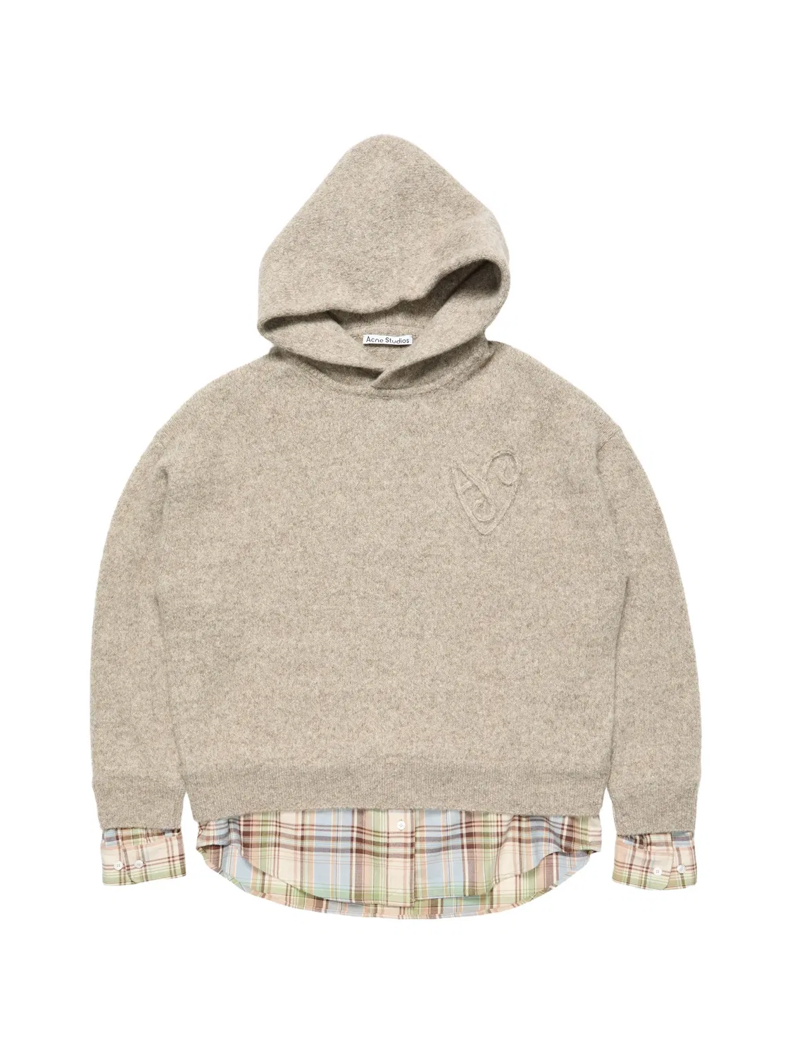 Вязаное худи с эффектом многослойности Acne Studios, нейтральные