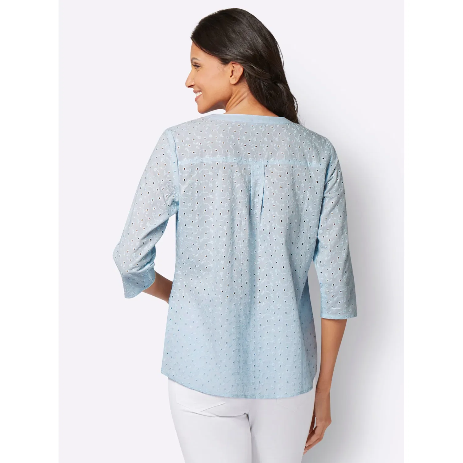 Женская блуза с вышивкой Classic Basics, Light Blue — фото 3