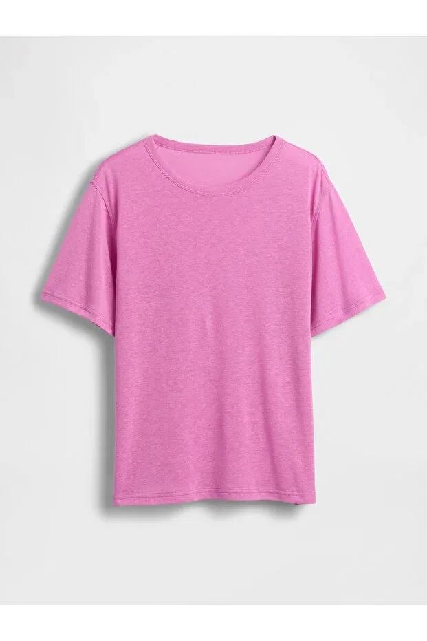 Женская футболка льняная Relaxed T-Shirt Gap, Pink-002 — фото 2