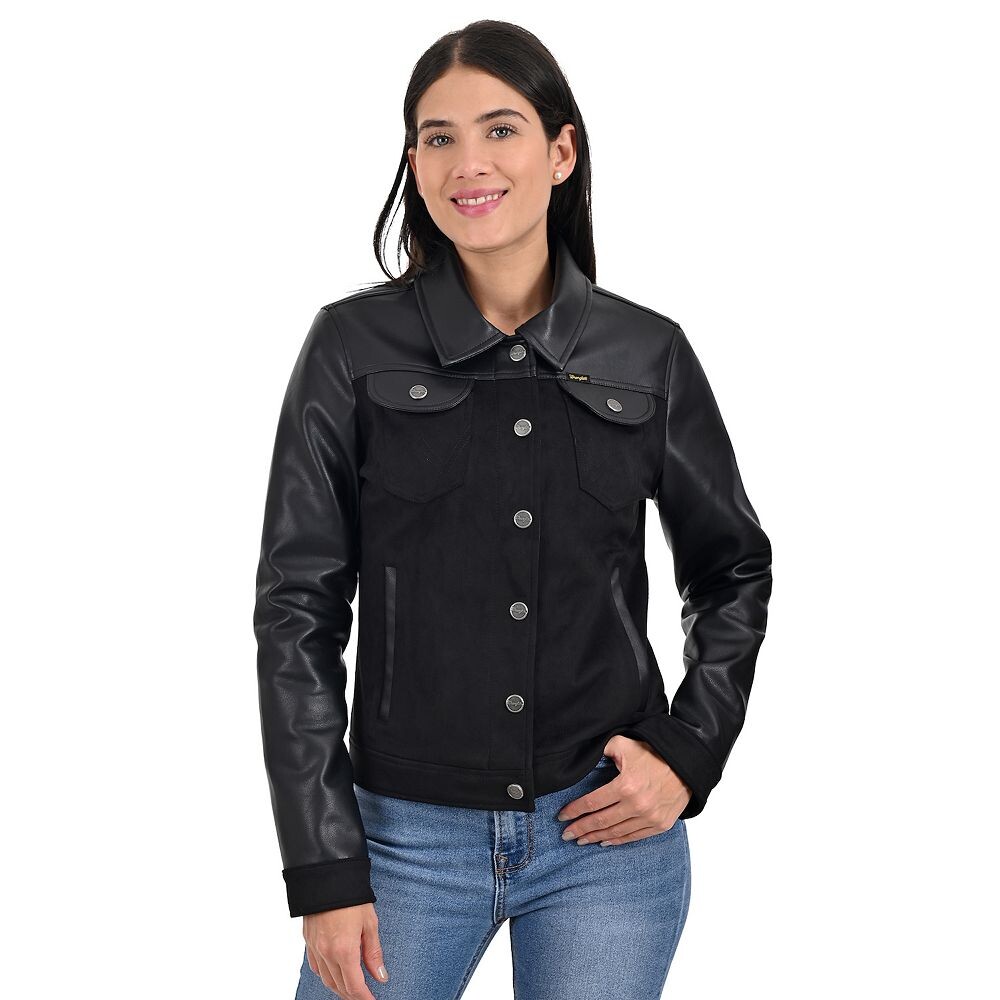 

Женская куртка Wrangler из искусственной кожи Trucker, черный