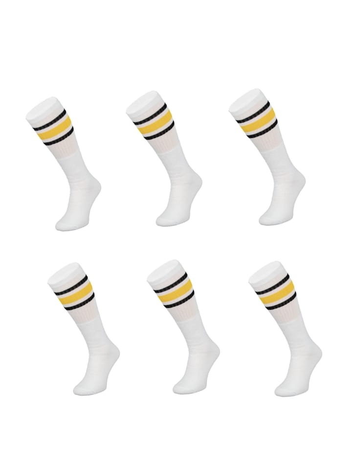 

Носки COFI 1453 Basketsocken Gelb-Schwarz gestreift OneSize Weiß, белый