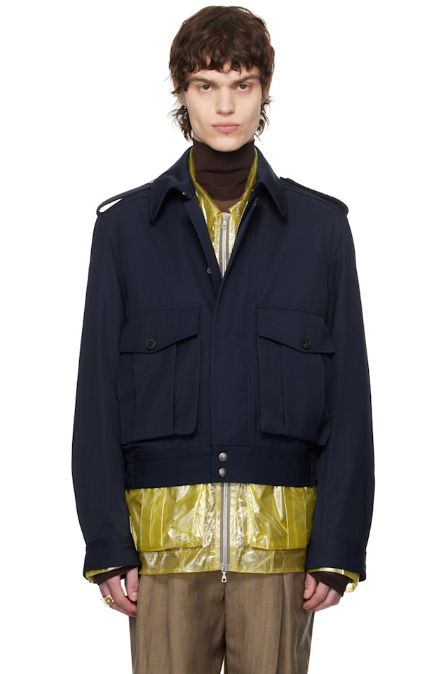 

Шерстяная габардиновая куртка Dries Van Noten, синий
