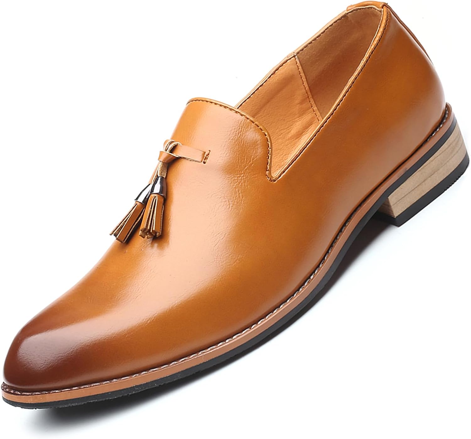 

Мужские кожаные лоферы с кисточками, классические повседневные, с противоскользящей подошвой, низким каблуком, деловые, для работы, свадьбы, с кармашком под монету Ptnoka, коричневый