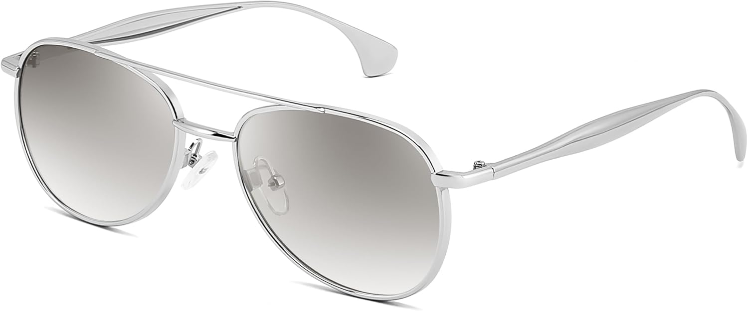 

Солнцезащитные очки FEISEDY в стиле ретро «Авиатор» для женщин и мужчин, винтажные квадратные очки-пилот в модной металлической оправе B9172, Silver Frame Gradient Transparent Lens