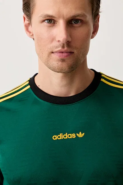 Футболка с жаккардовым узором JACQUARD JSY Adidas Originals, зеленый — фото 4
