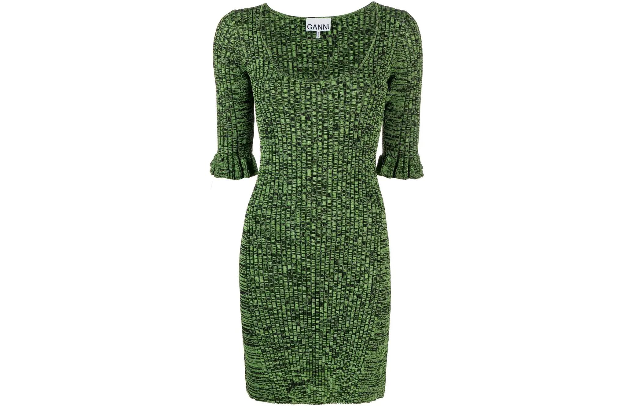 

Футболка с воланами GANNI, Зеленая