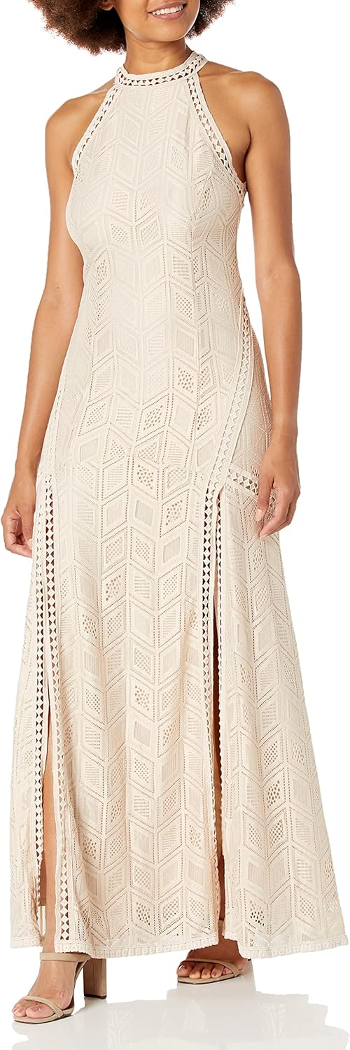 

GUESS Женское безрукавное платье макси Sunset Geo Lace, Natural Multi