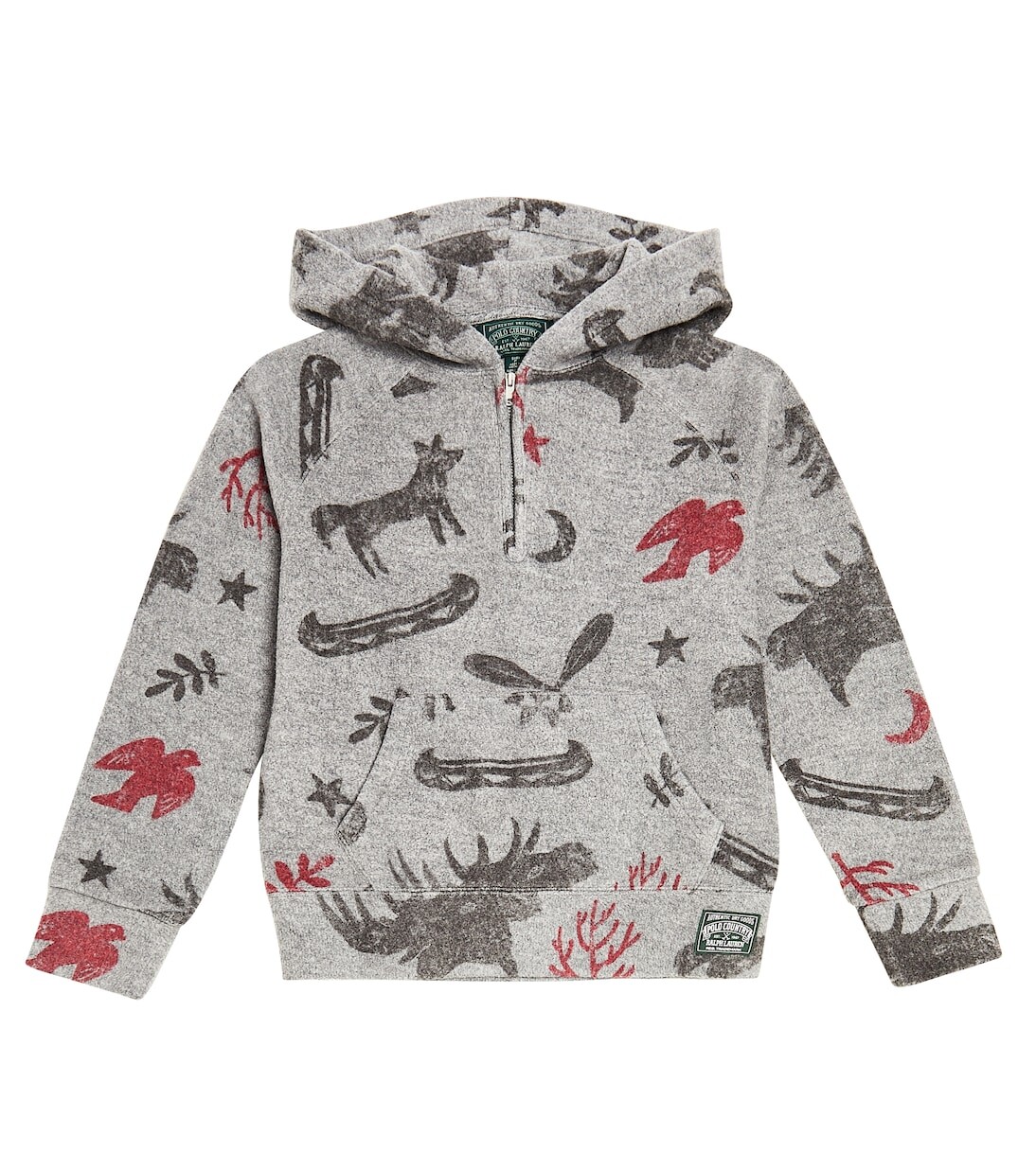 

Толстовка из хлопкового джерси с принтом Polo Ralph Lauren Kids, серый