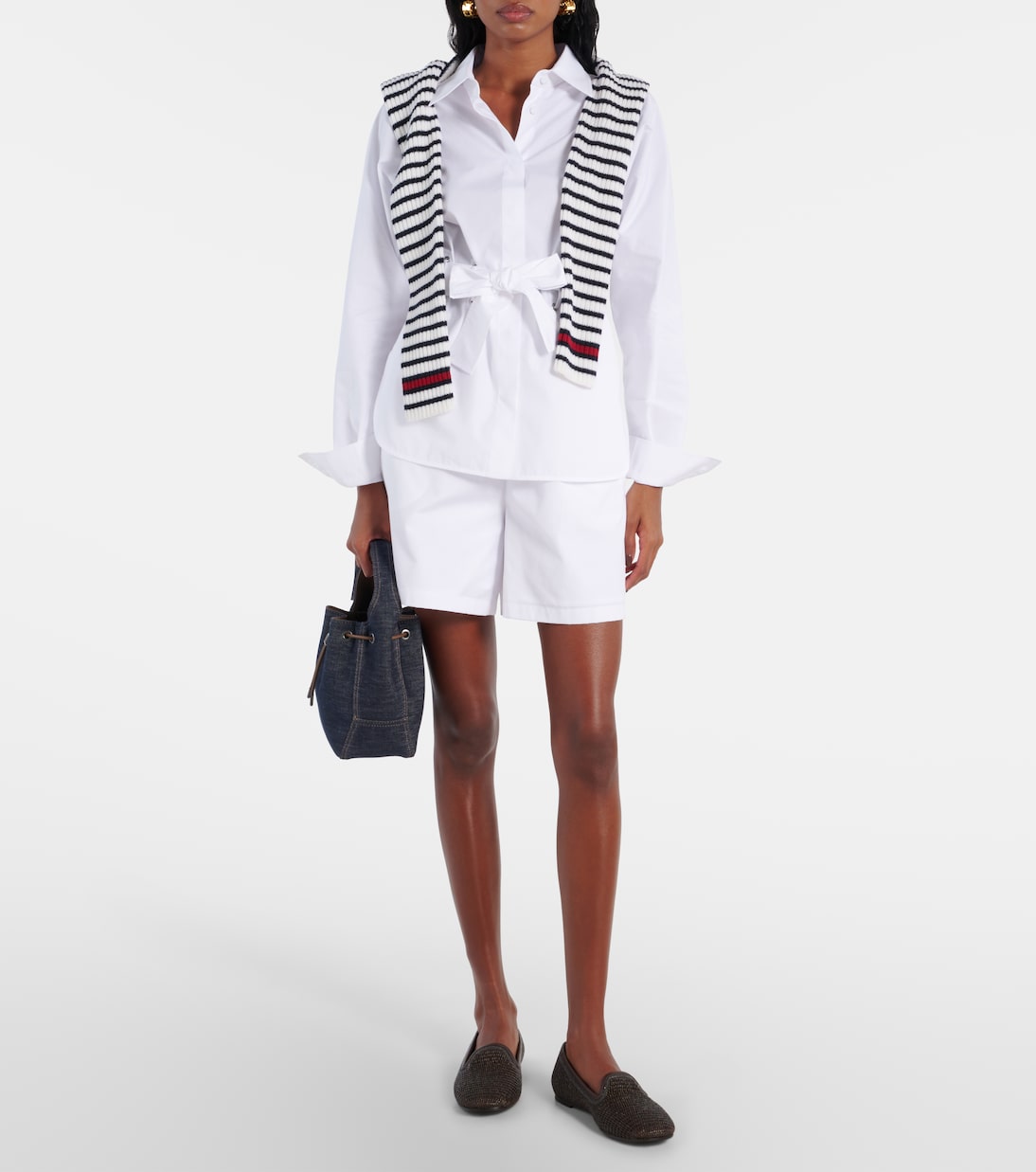 Хлопковые шорты Antiope с высокой талией Max Mara, Bianco Ottico — фото 2