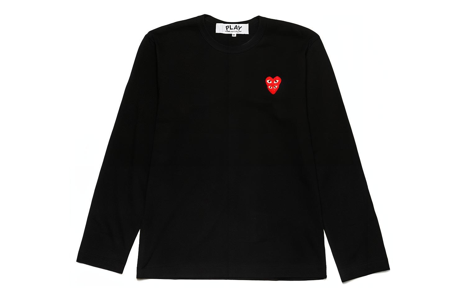 

Comme Des Garcons Play Red Stacked Heart Длинный Рукав Футболка CDG Play, Черный