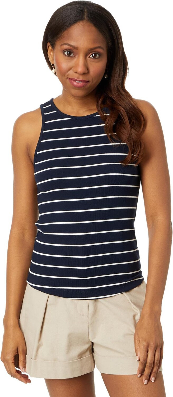 

Топ NIC+ZOE Wide Stripe Rib Knit High Neck Tank, цвет Indigo Multi