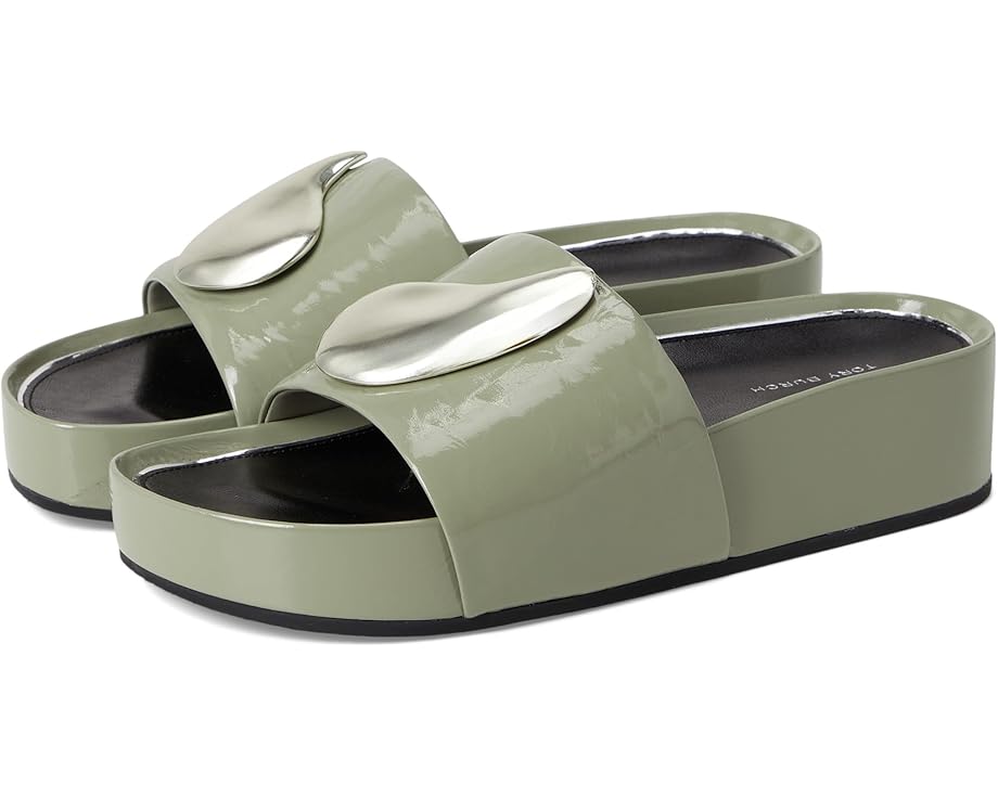 Сандалии Tory Burch Patos Platform Slide, цвет Light Jade/Silver