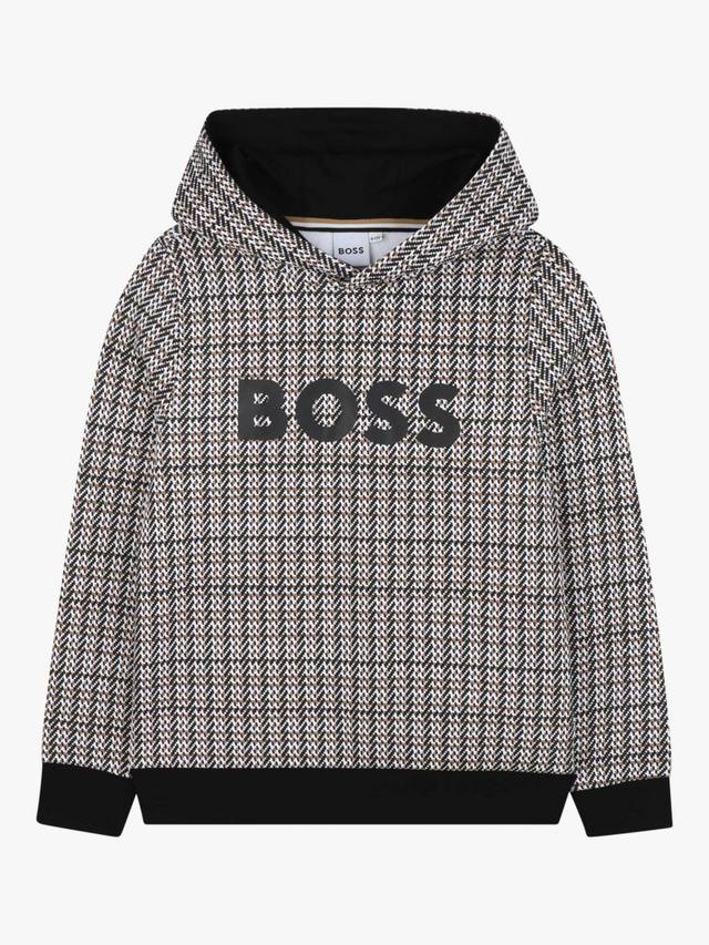 

Детский капюшон BOSS с логотипом на груди из хлопковой смеси HUGO BOSS, Black