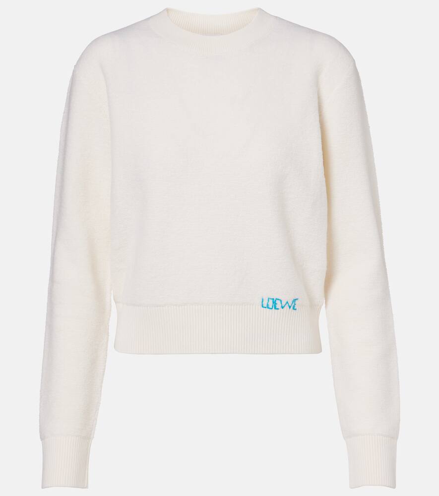 

Шерстяной свитер с вышитым логотипом Loewe, Ecru