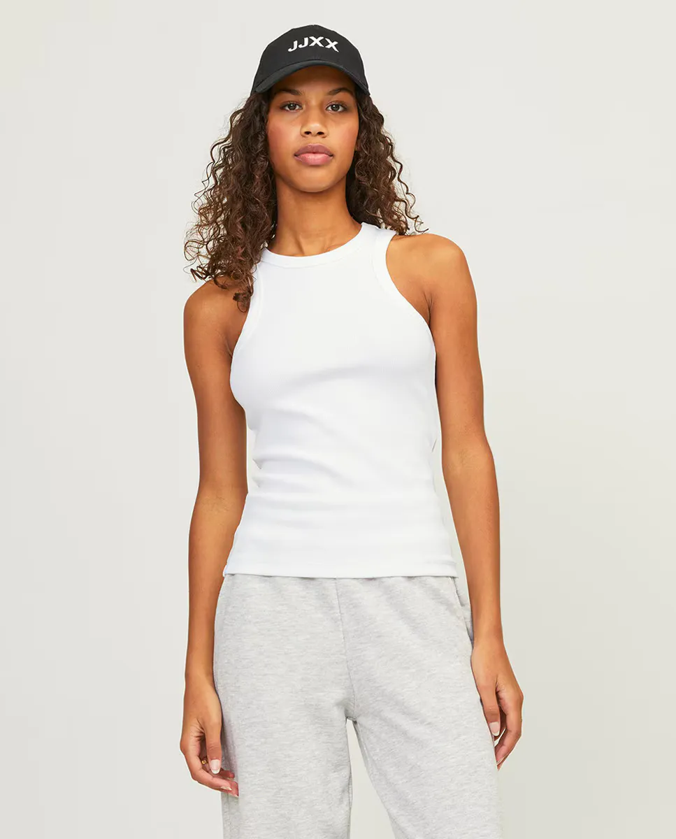 

Женский топ в рубчик с бретельками на шее Jack & Jones, белый