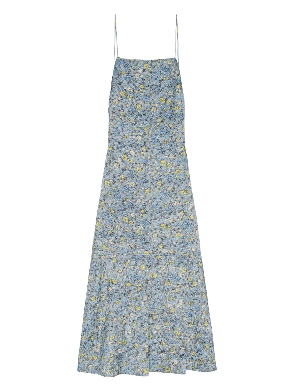 

Платье с цветочным принтом Ganni, синий