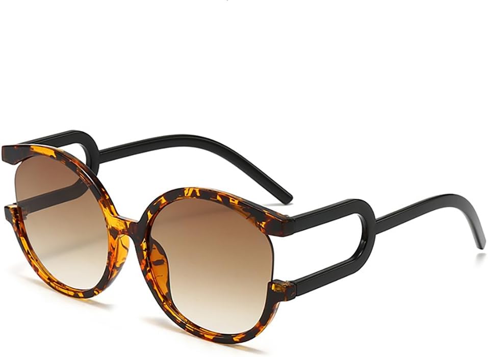 

Модные солнцезащитные очки большого размера для женщин и мужчин, винтажная крупная круглая оправа с стильным дизайном, защита от УФ-излучения UV400 Thryvox, Tortoise Shell Frame Brown Lens