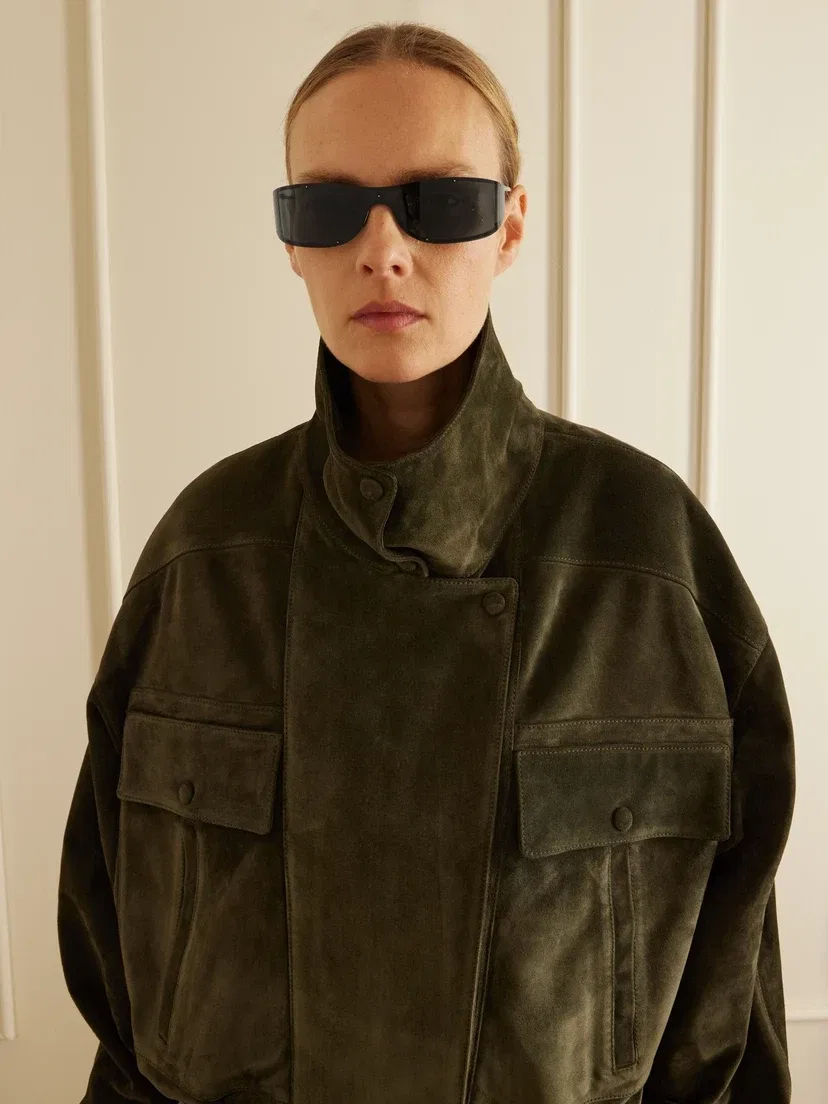 Солнцезащитные очки в D-образной оправе серебристого цвета Saint Laurent Eyewear, серебряный — фото 2