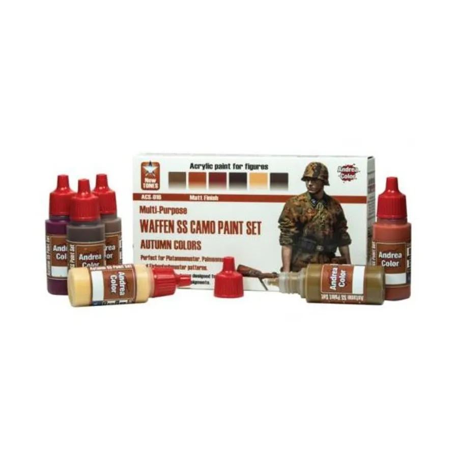 

Набор камуфляжных красок Waffen SS — осенние цвета, Andrea Color Paints - Paint Sets (Andrea Miniatures)