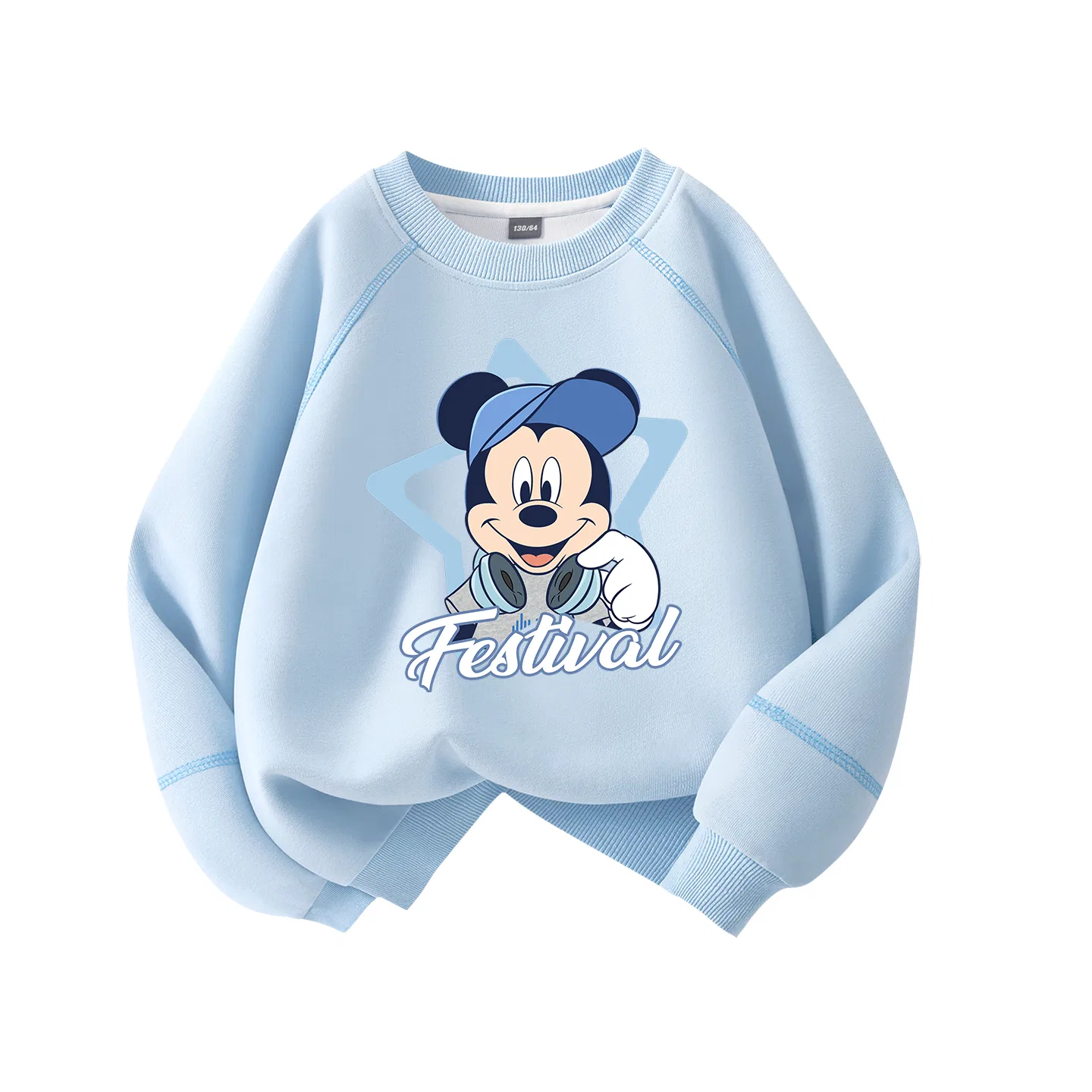Детское худи с принтом Disney Crew Neck Moderate Stretch, Diqu Camp Sky Blue — фото 4