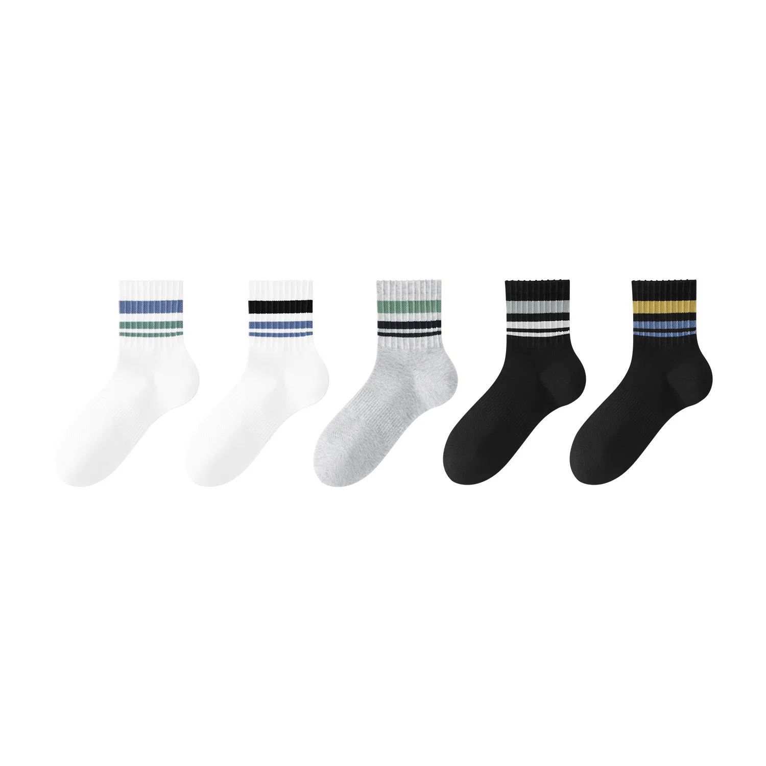 Детские носки с полосатым принтом, комплект из 5 пар, Ankle Socks, MIANZHUWU