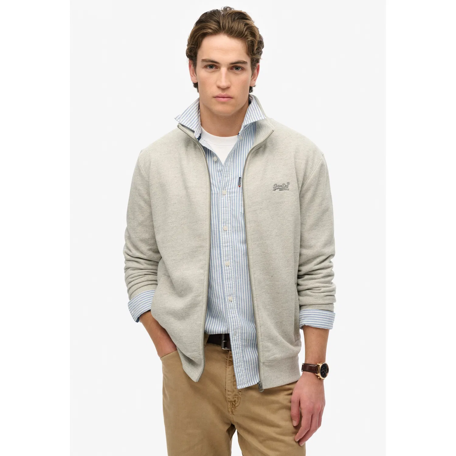 Мужской свитшот с капюшоном и логотипом Superdry, Varsity Grey Grindle — фото 2
