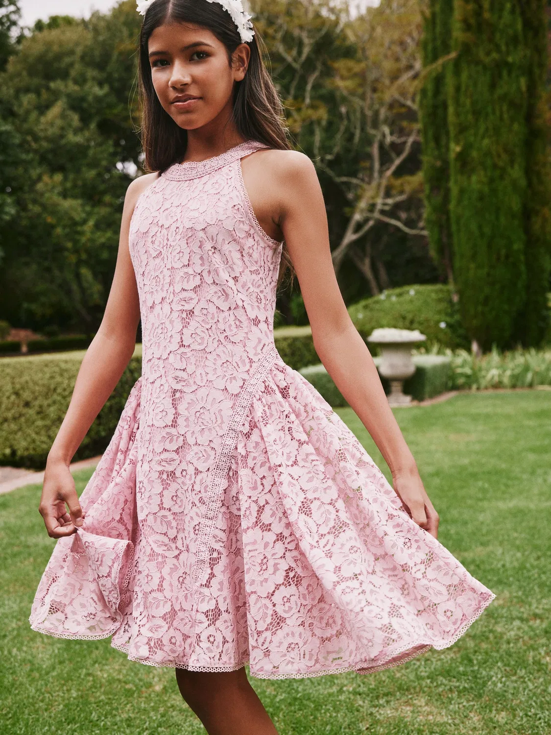 Платье кружевное с заниженной талией Baker by Ted Baker, нежно-розовый