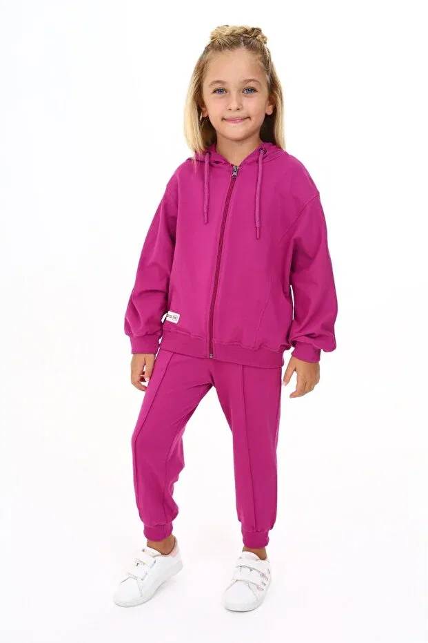 Детский спортивный костюм для девочек с принтом Bat Sleeve Emblem Toontoy, Plum