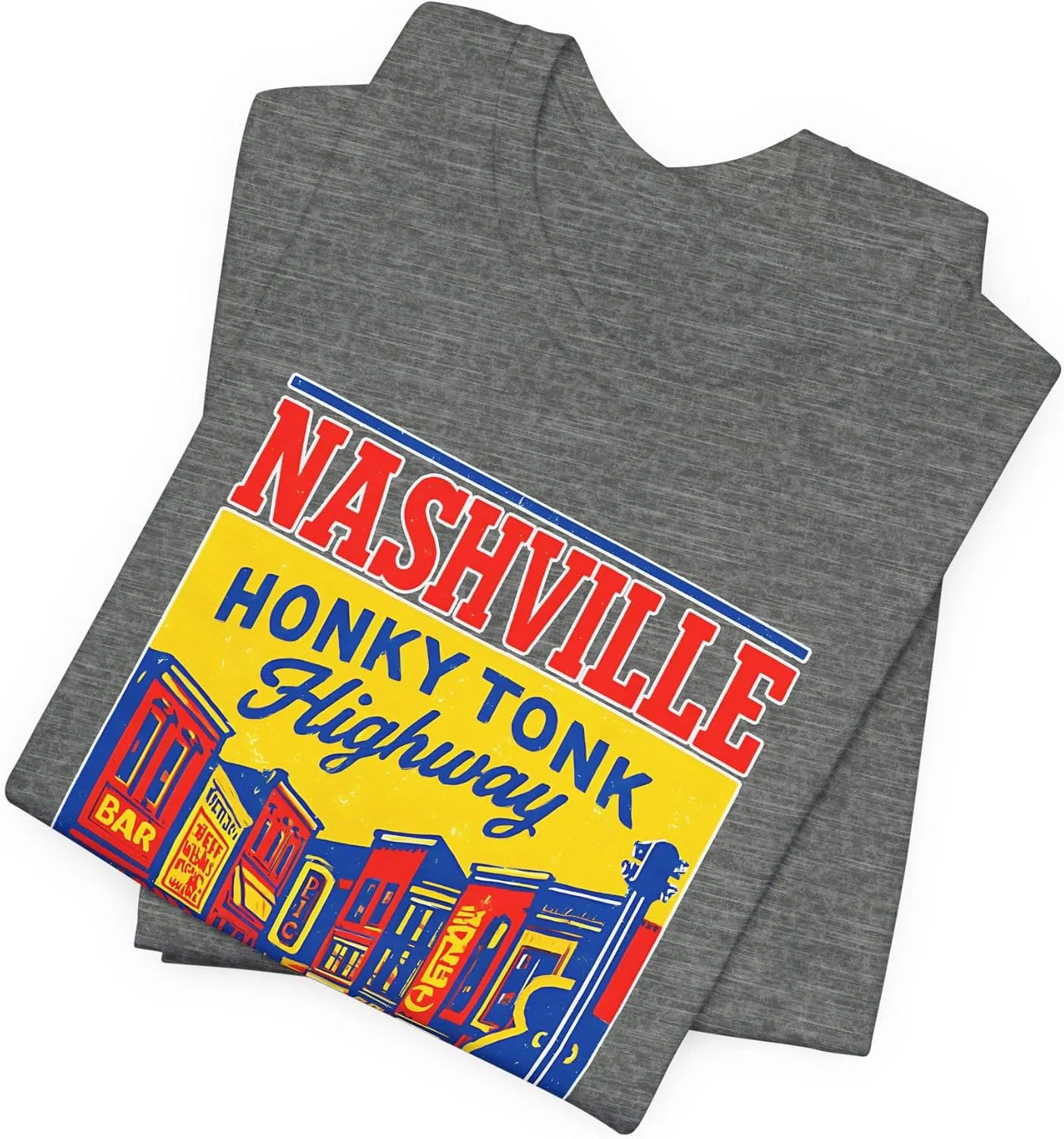 Унисекс футболка с дизайном Nashville Honky Tonk Bella+canvas 3001, Deep Heather — фото 2