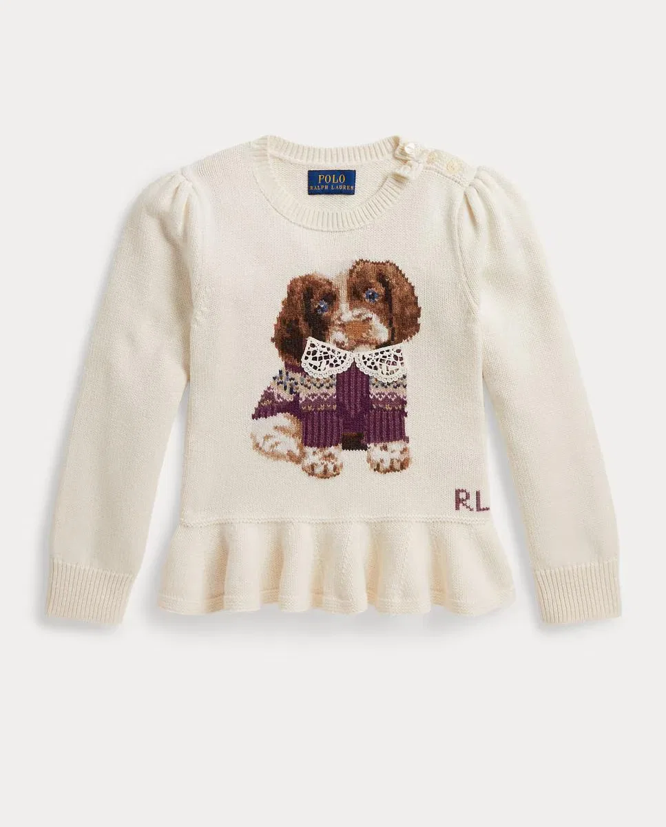 Детский джемпер из хлопка, Polo Bear, Polo Ralph Lauren, кремовый