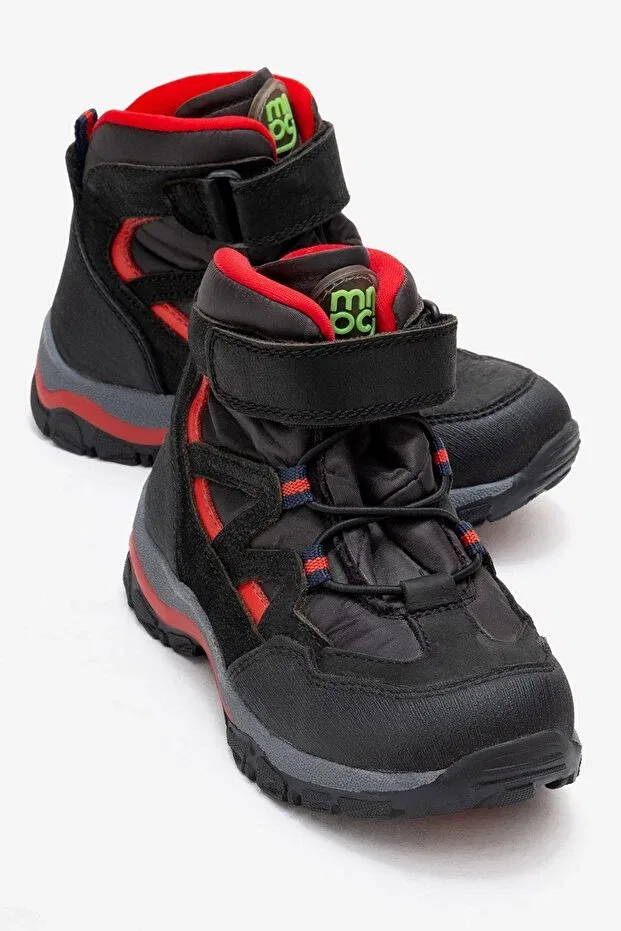 Детские ботинки для девочек с липучкой Mnpc, Black-Red