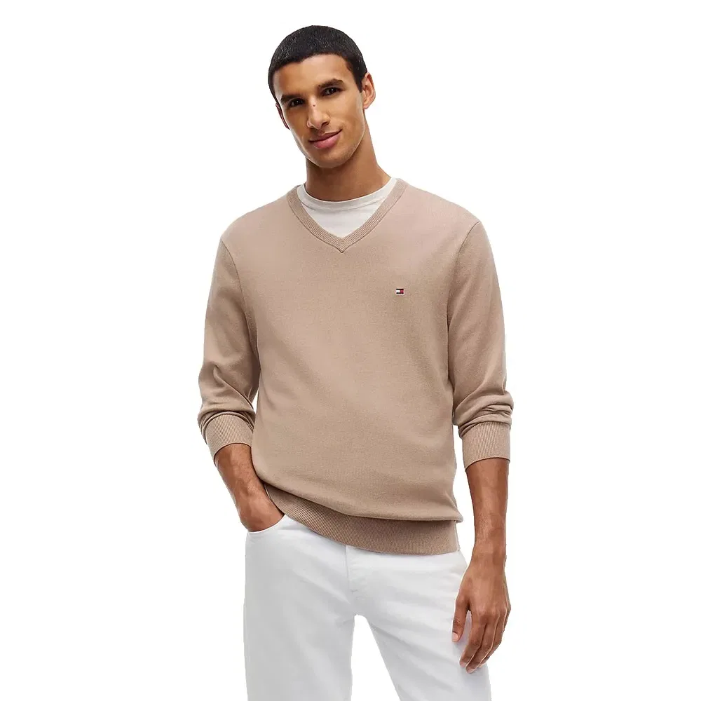 Мужской свитшот с V-образным вырезом Essential Tommy hilfiger, Beige