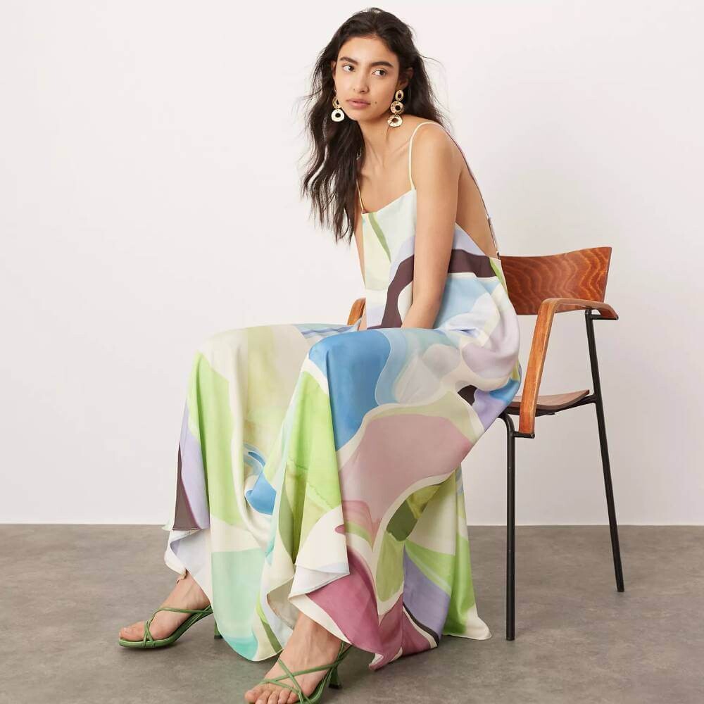

Платье-макси Asos Edition Geometric Pattern Mazaya Caro Cutout, мультиколор