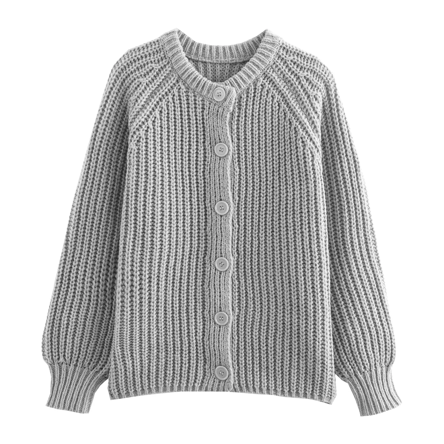 Женский кардиган свободного кроя с крупной вязкой, Grigio
