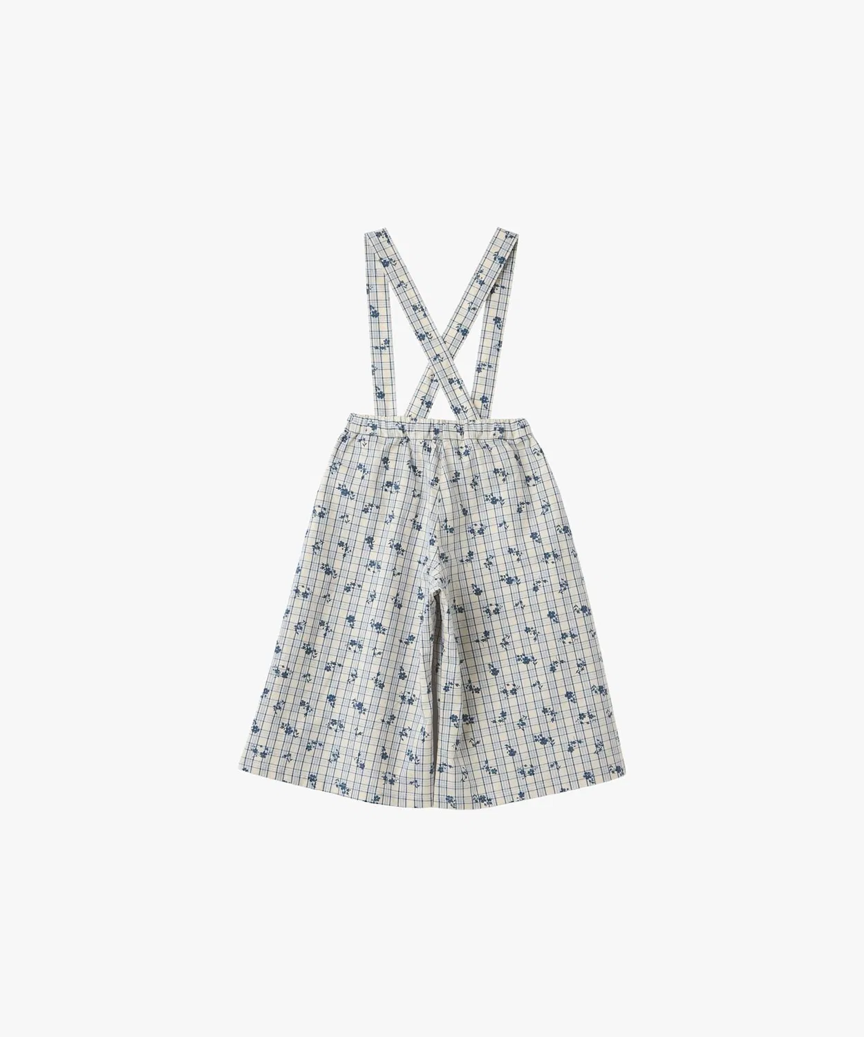 Детские штаны-кропы с цветочным принтом в клетку, модель Flower Print, agnes b., Blue — фото 2