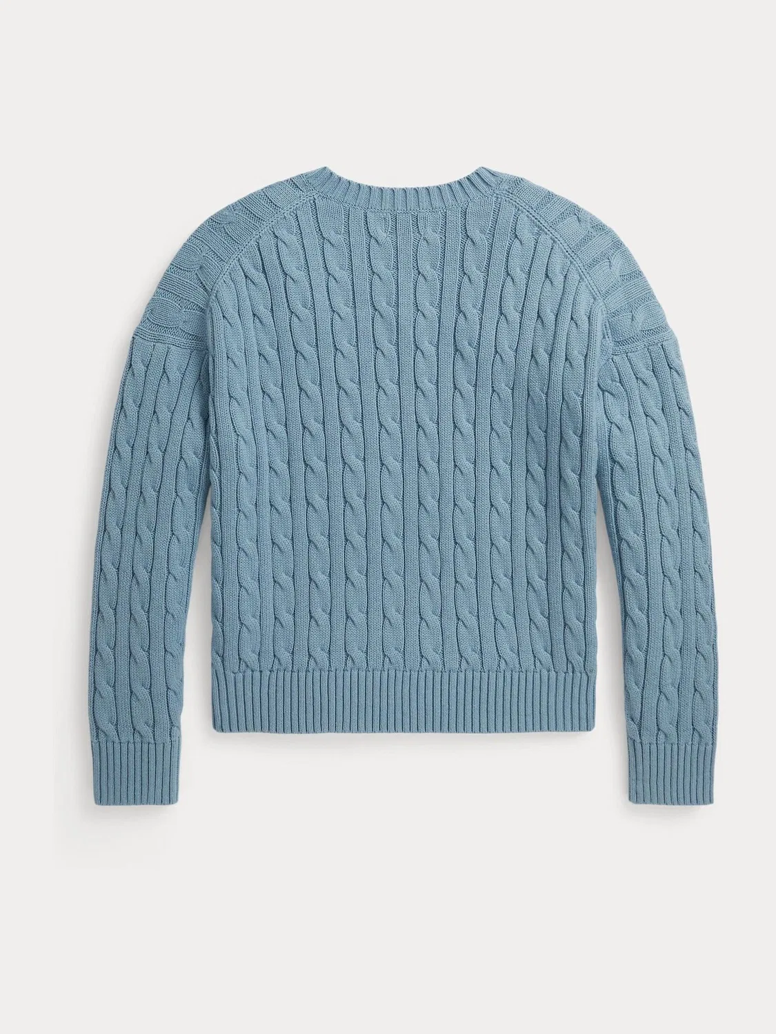 Джемпер с V-образным вырезом, кабельная вязка Polo Ralph Lauren, синий — фото 2