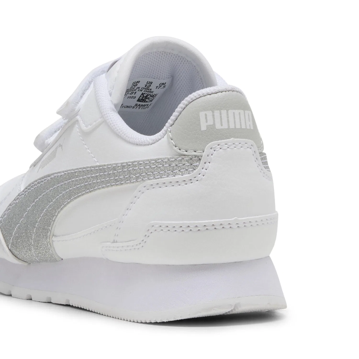 Детские кроссовки с блестками ST Runner v4 Glitter Puma, Цвет Weiss Silver Grey — фото 2
