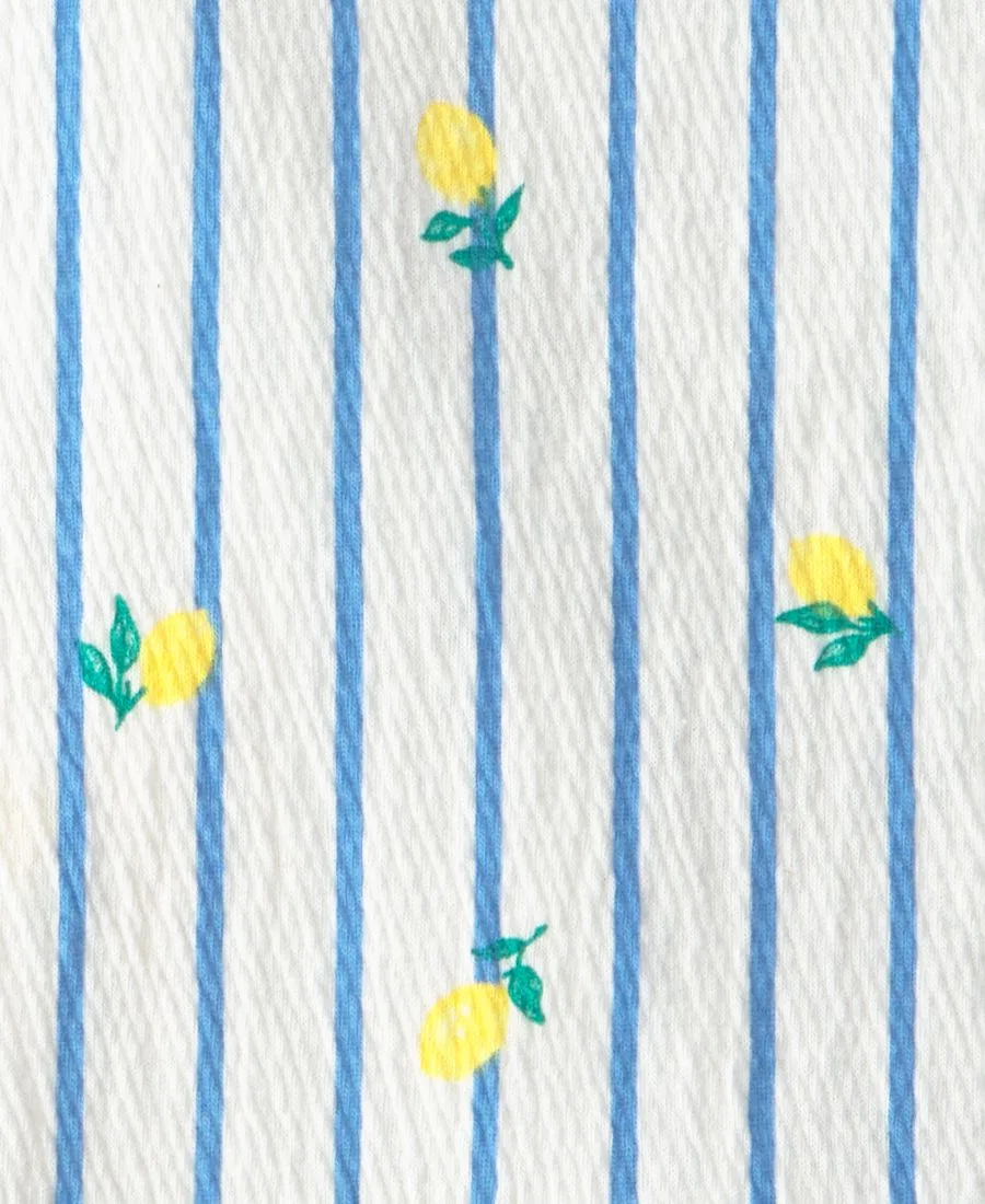 Комплект из топа с воланами и шорт с принтом лимона, Lemon Striped Top & Shorts Carter's, Yellow Blue White — фото 2