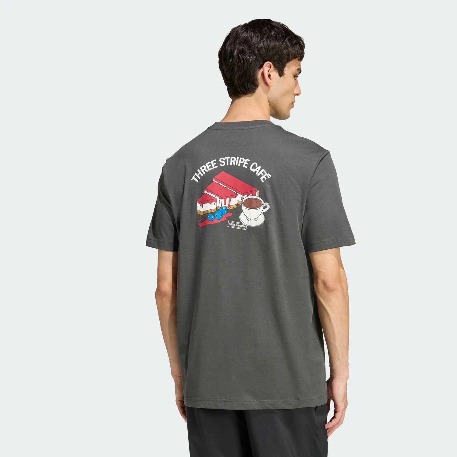 Мужская футболка с принтом Coffee Cafe Cheesecake Grafik T-Shirt Adidas, Dunkelgrau — фото 3