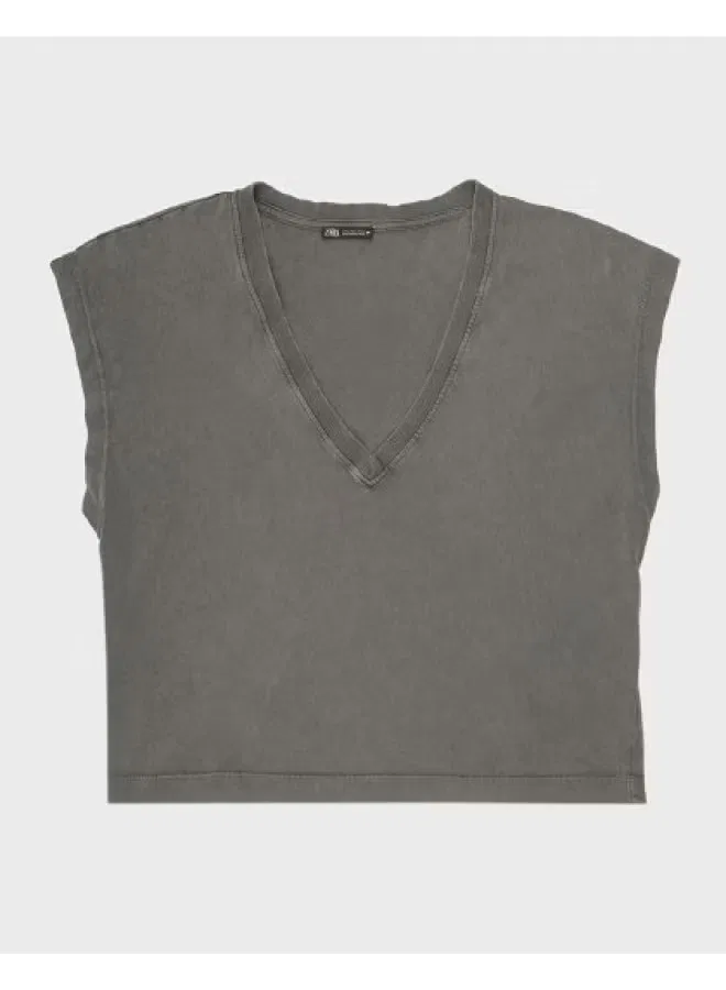 Футболка свободная с коротким рукавом Zara, серая