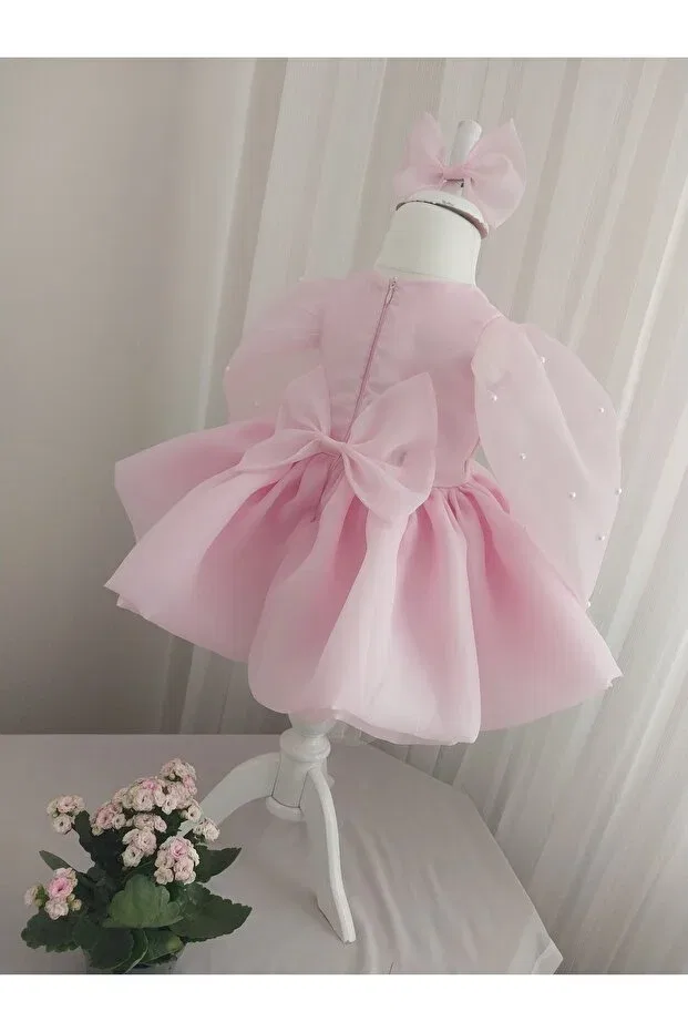 Детское платье для девочек с вышивкой Queen Tasarım, Pink — фото 4