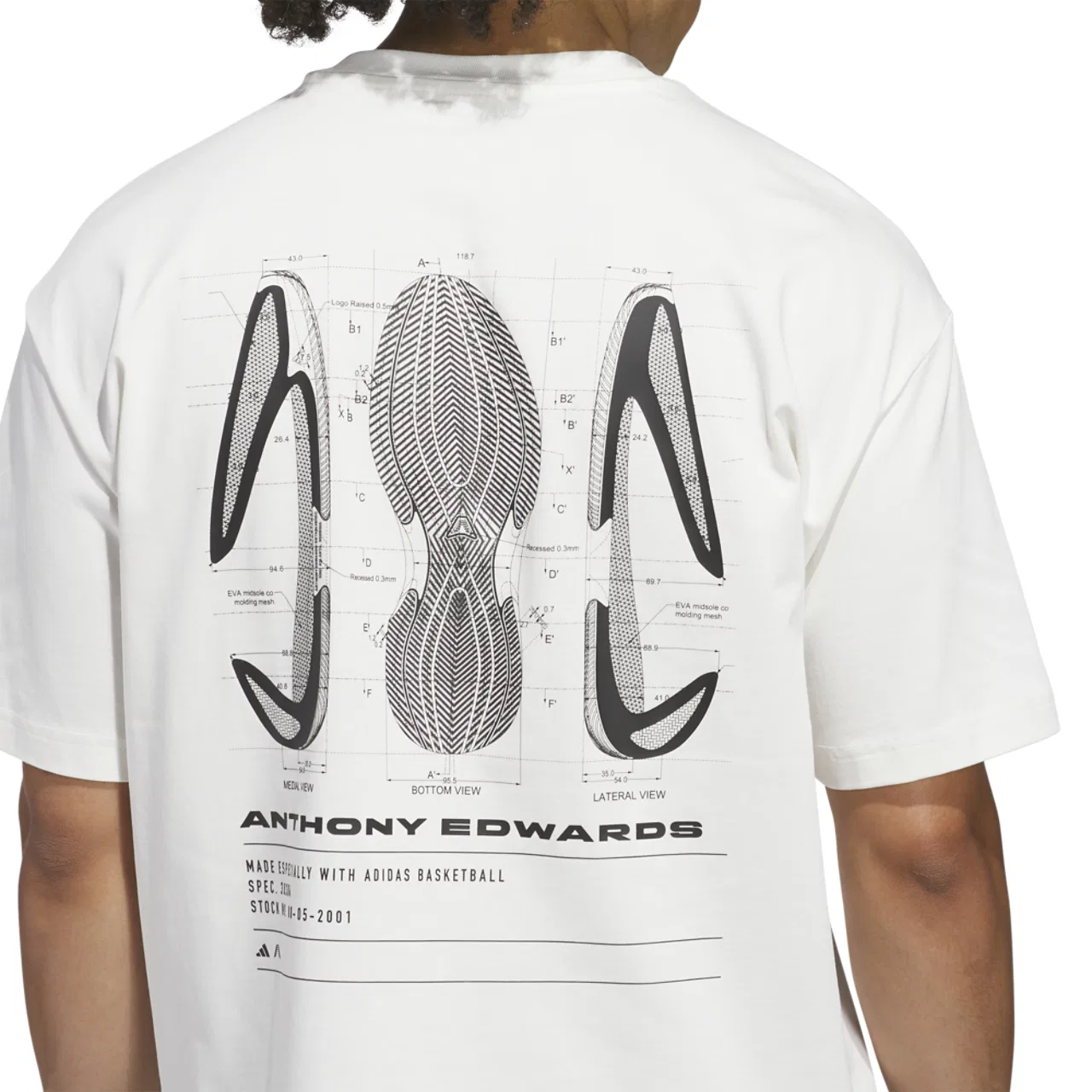 Футболка мужская Schematic Anthony Edwards Adidas, цвет Clown White/Black — фото 4