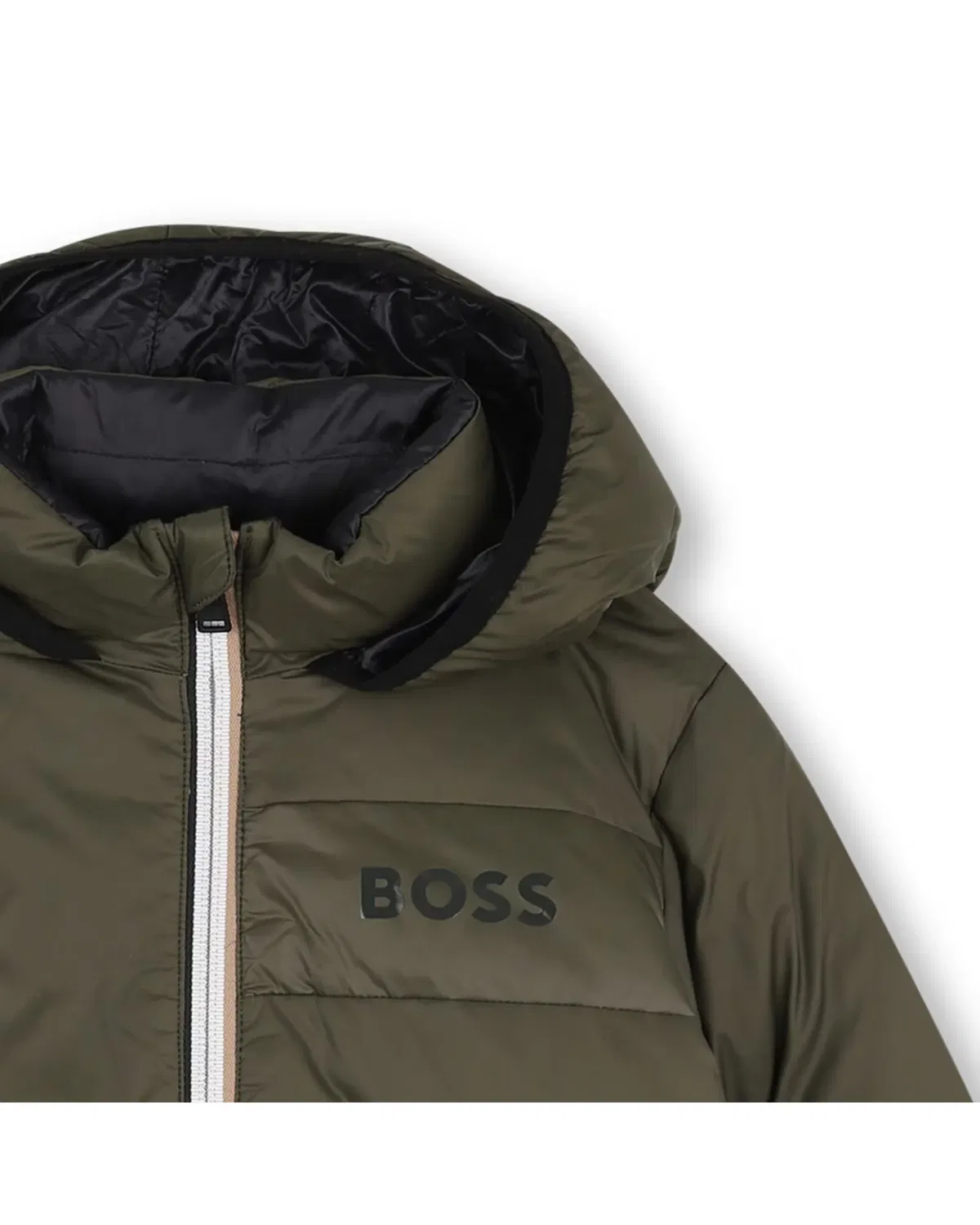 Детская куртка для мальчиков стеганая с капюшоном BOSS Kidswear, Verde — фото 2