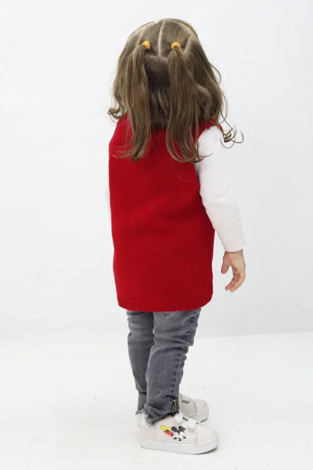 Детский кардиган с V-образным вырезом без рукавов Cloudy Kids, Red — фото 2