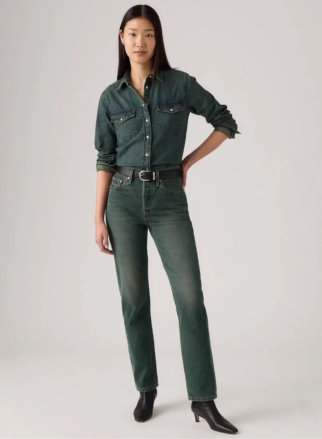 Джинсы с завышенной посадкой прямые 501 Crop Levi'S, темно-синий