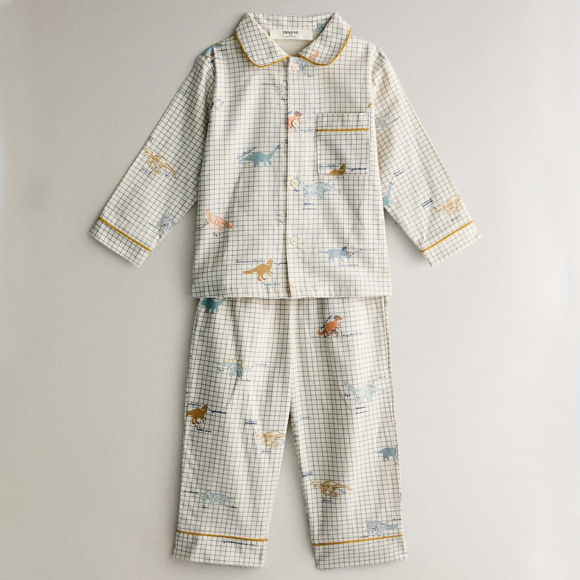 

Детская пижама Zara Home Dinosaur, 2 предмета, кремово-белый/голубой