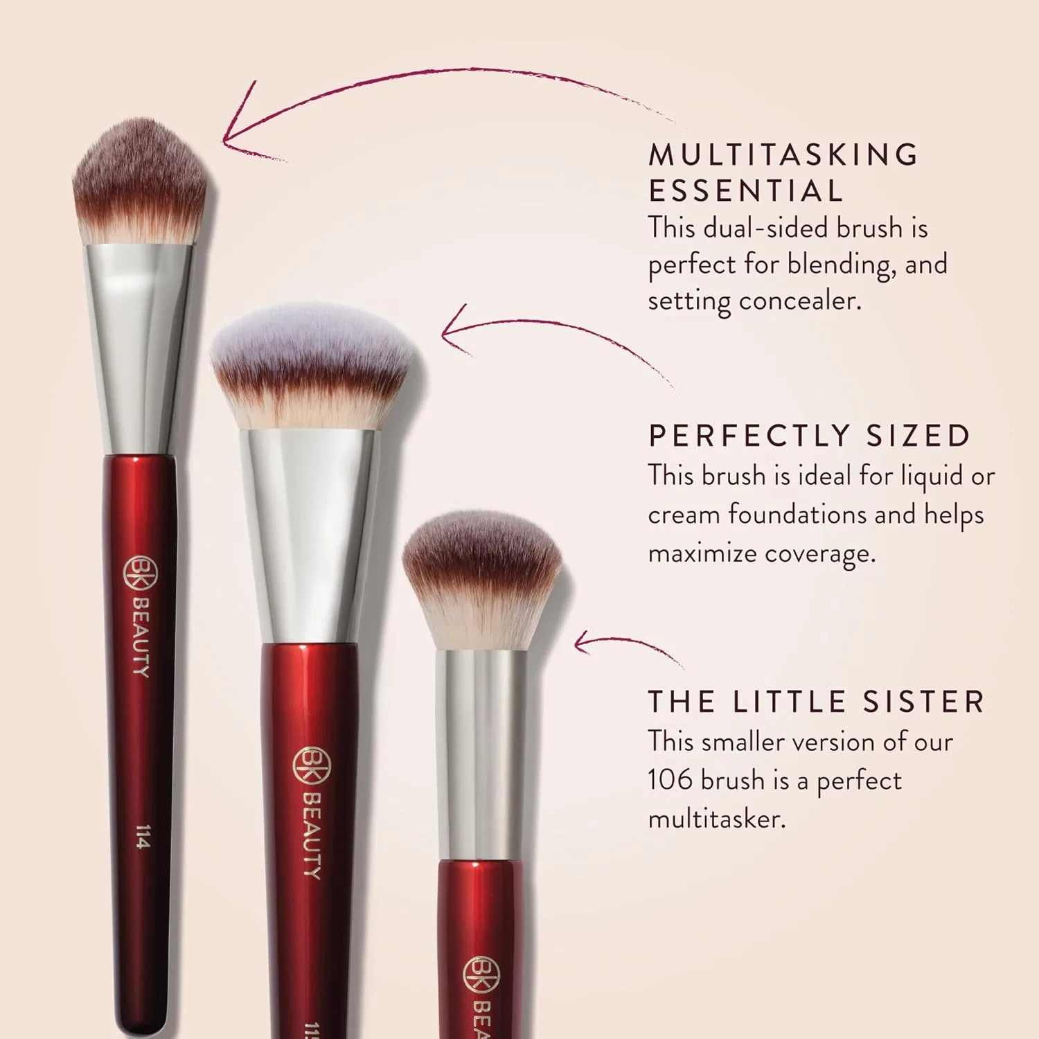 Набор кистей для макияжа Core Teint Trio, 3 предмета, BK Beauty — фото 4