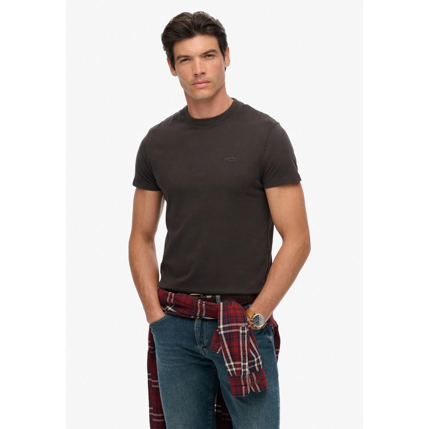 Мужская футболка с вышивкой Superdry, Carbon Black